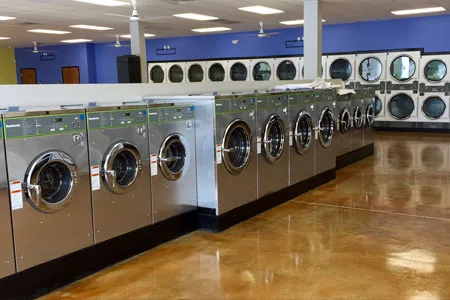 A group of laundry machines.