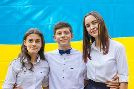 school kids in uniforms